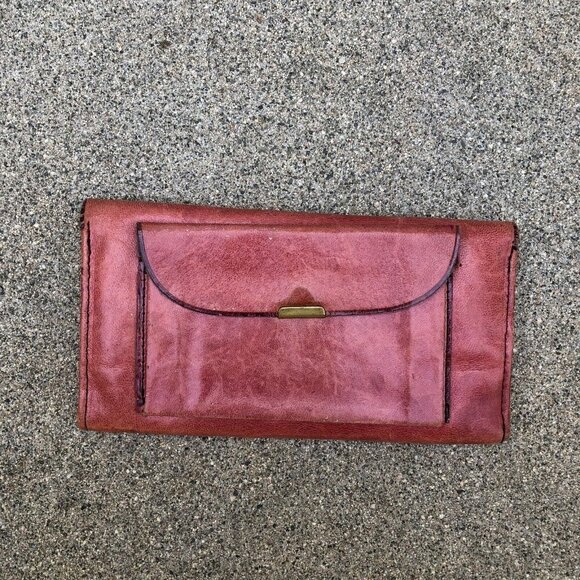 Vintage ECHT 2 PRYM Leather Tri Fold Wallet Clutch Multi Pocket Purple RARE - Picture 2 of 14